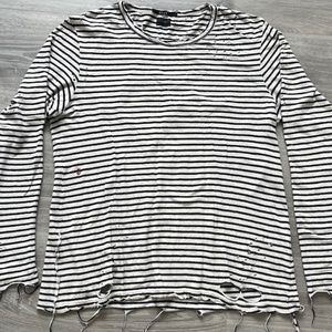 Distressed linen/cotton streetwear sweater